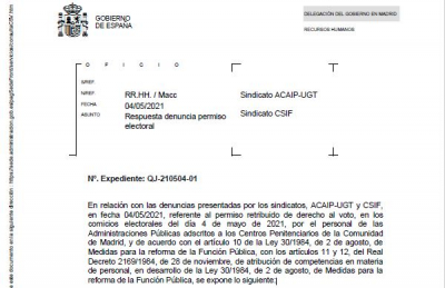 Respuesta Delegaci&oacute;n Gobierno de Madrid
