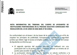 Nota informativa Tribunal 2&ordm; examen C. Ayudantes OEP 2021-2022