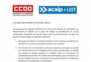 Queja ante funci&oacute;n Publica por la no convocatoria a la reuni&oacute;n grupo de trabajo Clasificaci&oacute;n Centros