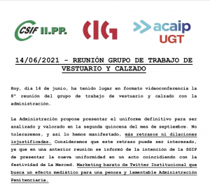Comunicado reuni&oacute;n grupo trabajo vestuario (14/06/21)