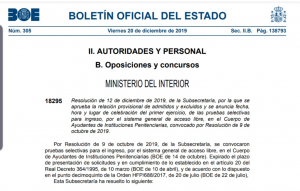 Primer examen oposici&oacute;n C. Ayudantes IIPP