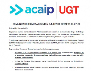 Comunicado primera reuni&oacute;n grupo trabajo "Ley de Cuerpos"