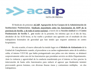 Un interno agrede a dos funcionarios en Cp Sevilla 1
