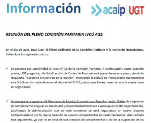 P. Laboral.- Reuni&oacute;n comisi&oacute;n paritaria IV Convenio