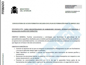 Curso descentralizado Habilidades Sociales y resoluci&oacute;n pac&iacute;fica de conflictos.
