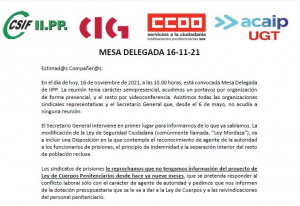 Comunicado de la reuni&oacute;n Mesa Delegada II.PP (16/01/21)