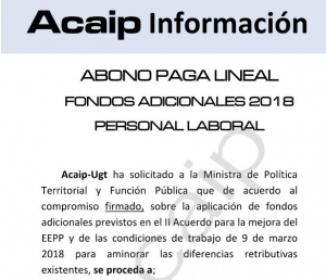 Abono fondos adicionales personal laboral 2019