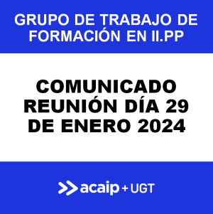 Comunicado reuni&oacute;n grupo de trabajo de Formaci&oacute;n en II.PP