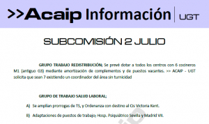 Comunicado reuni&oacute;n subcomisi&oacute;n personal laboral 2 de julio 2019