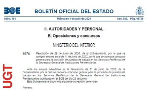 Publicaci&oacute;n BOE correcci&oacute;n errores concurso traslados