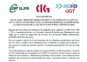 Nota de prensa ante concentraci&oacute;n en la SGIIPP