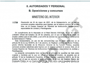 Convocatoria Cuerpo T&eacute;cnico IIPP libre