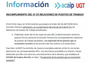 P. Laboral.- Incumplimiento relaciones puesto de trabajo