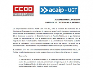 Escrito QUEJA al ministro sobre desarrollo grupo de reclasificaci&oacute;n