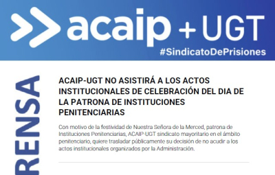 ACAIP-UGT NO ASISTIR&Aacute; A LOS ACTOS INSTITUCIONALES DE LA MERCED 2025