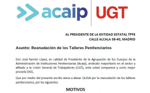 ACAIP-UGT solicita el cierre de los talleres con monitores externos