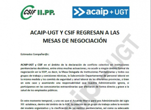 ACAIP-UGT y CSIF regresan a las mesas de negociaci&oacute;n