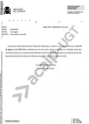 Convocatoria reuni&oacute;n "horarios" para el 26 de agosto 2021