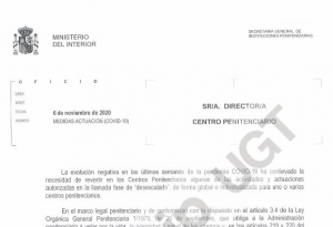 Medidas de la SGIIPP a los centros penitenciarios Covid19
