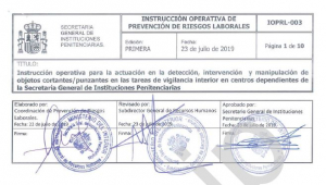 Instrucci&oacute;n de intervenci&oacute;n y manipulaci&oacute;n objetos cortantes