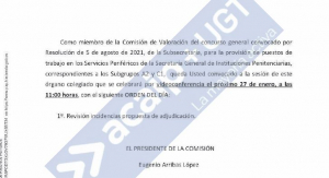 Convocatoria comisi&oacute;n valoraci&oacute;n concurso traslados
