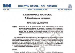 Convocatorioa primer examen C. Especial OEP 2021