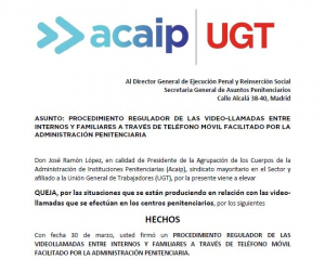 Queja procedimiento video llamadas internos