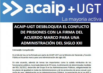 Explicaci&oacute;n del acuerdo en Funci&oacute;n P&uacute;blica que afecta a prisiones