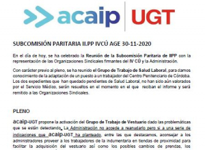P. Laboral. Comunicado subcomisi&oacute;n paritaria