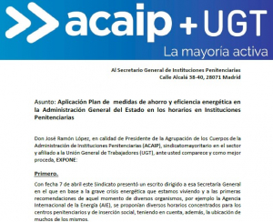 Acaip reitera su petici&oacute;n a la SGIIPP de modificaci&oacute;n horarios por eficiencia energ&eacute;tica