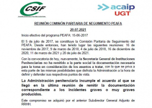 Comunicado reuni&oacute;n Comisi&oacute;n seguimiento "Peafa"