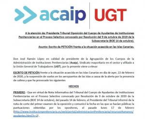 PETICI&Oacute;N frente a la situaci&oacute;n acaecida opositores en  las Islas Canarias.