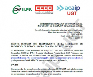 DENUNCIA POR INCUMPLIMIENTO  LEGISLACI&Oacute;N EN PREVENCI&Oacute;N  RIESGOS LABORALES Y REAL DECRETO 463/2020.