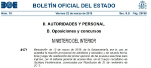 Aprobacion listados admitidos al Cuerpo Enfermeria de II.PP (primer examen)
