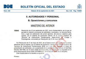 Fecha primer examen acceso promoci&oacute;n interna Cuerpo T&eacute;cnicos