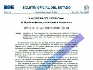 Nombramiento carrera Cuerpo Enfermeros II.PP