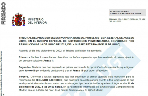 Convocatoria segundo examen Especial acceso libre
