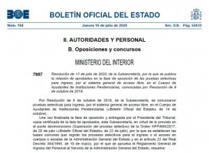 Aprobados definitivos OEP 2019 Ayudantes.- &middot;Elecci&oacute;n de centros