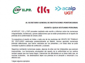 Queja ante la confecci&oacute;n y reparto del uniforme por parte de la EETPFE