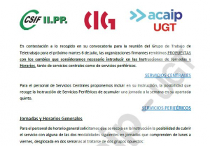 Propuesta sindical sobre nuevos horarios en II.PP