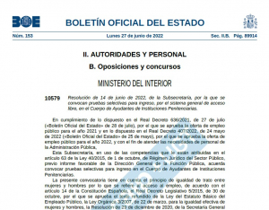 Convocatoria Cuerpo de Ayudantes OEP 2022: 1850 Plazas