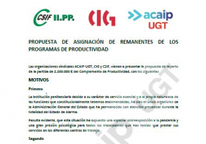 Propuesta sindical sobre el reparto de remanente de productividad 2020