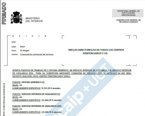 Oferta en comisi&oacute;n de servicio en el C.P de Soria