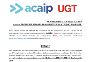 Propuesta reparto remanente productividad