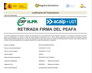 ACAIP+UGT y CSIF retiran la firma del PEAFA