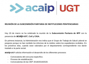 P. Laboral.- Reuni&oacute;n subcomisi&oacute;n paritaria II.PP