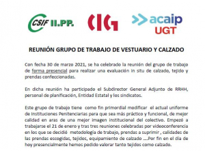 Comunicado reuni&oacute;n grupo trabajo vestuario y calzado