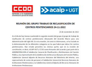 Comunicado segunda reuni&oacute;n clasificaci&oacute;n de centros