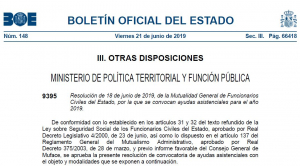 Convocatoria ayudas asistenciales Muface 2019*