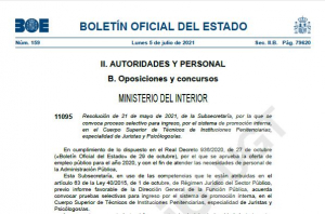 Convocatoria promoci&oacute;n interna Cuerpo T&eacute;cnico II.PP